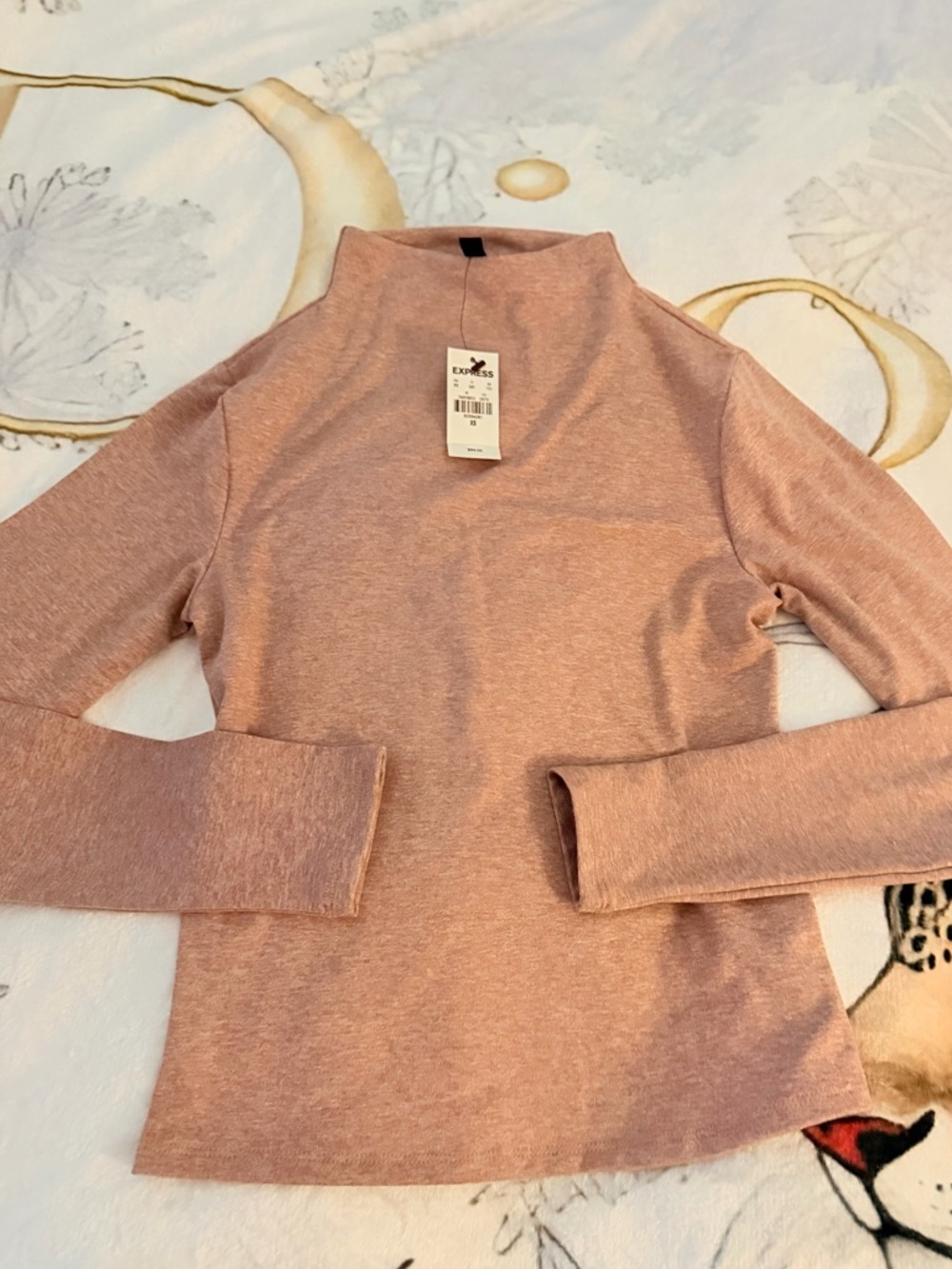 Express Body Contour Mock Neck Turtleneck Top Mauve/Pink XS